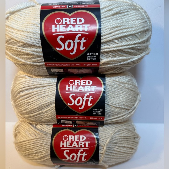 Other - 3 Skein Red Heart Soft Essentials Yarn - Off White